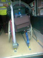 Wheel Chair safety:- this image is of the rear clamps and 3 point seat belt.